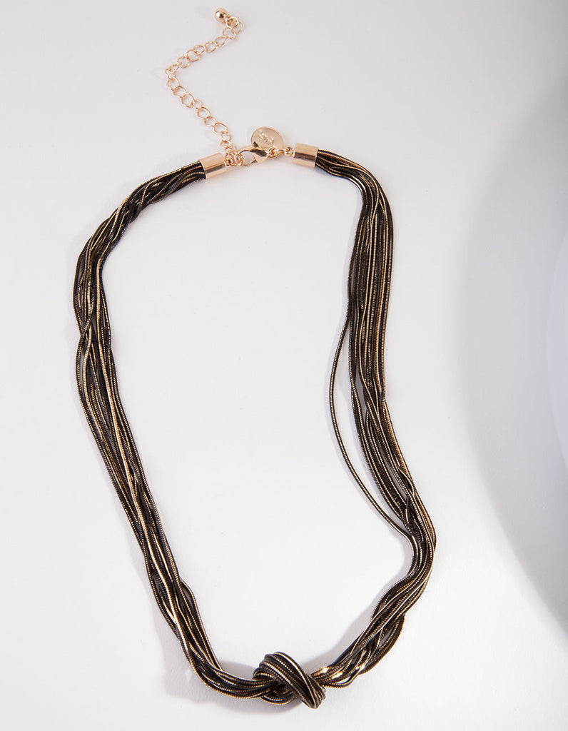 Black Chain Knot Tie Necklace