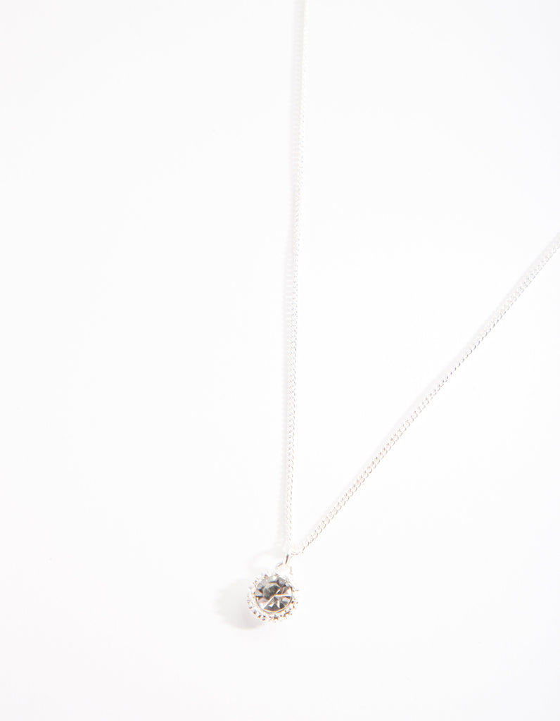 Silver Circle Diamante Necklace