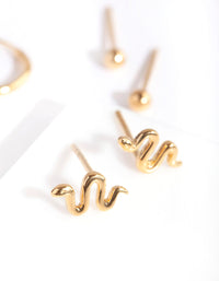 Gold Plated Sterling Silver Snake Hoop Earring Pack - link has visual effect only