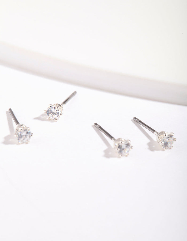 Silver Cubic Zirconia Micro Earring Pack