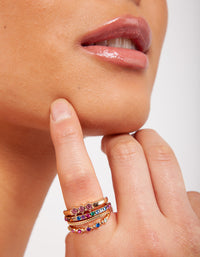 Gold Diamante Rainbow Ring Stack - link has visual effect only