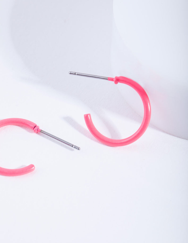 Neon Pink Hoop Earrings
