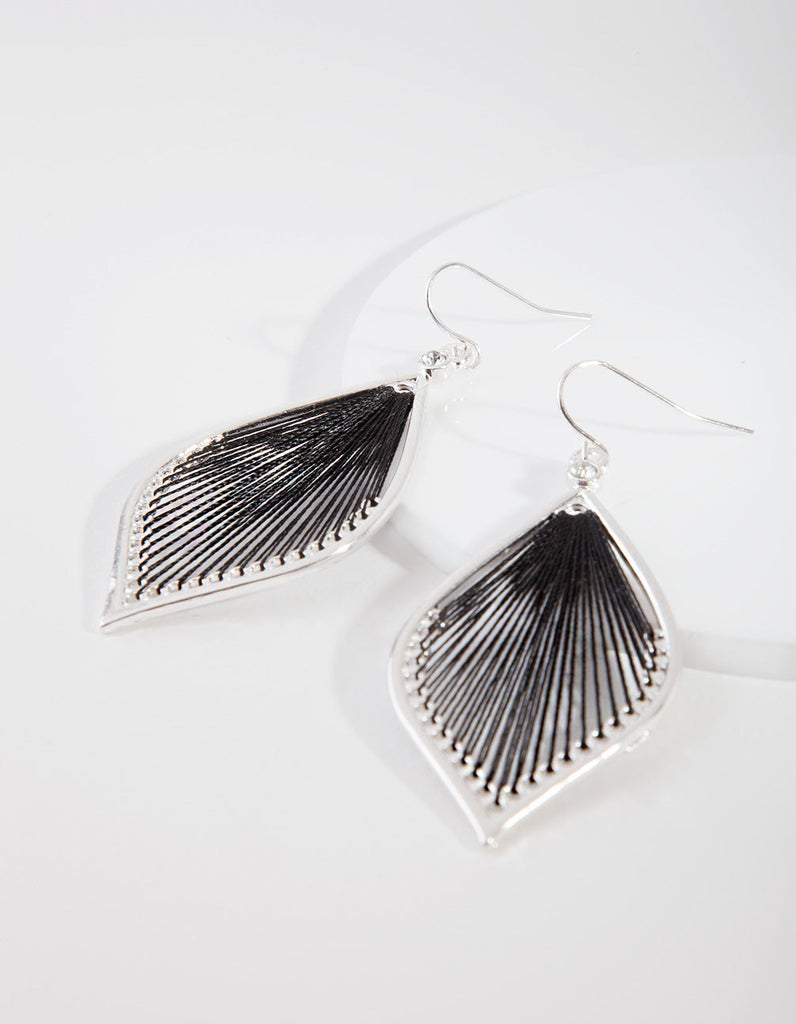 Silver Black Thread Earrings