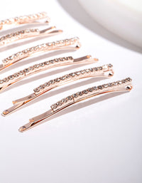 Rose Gold Fine Diamante Clip 6-Pack - link has visual effect only