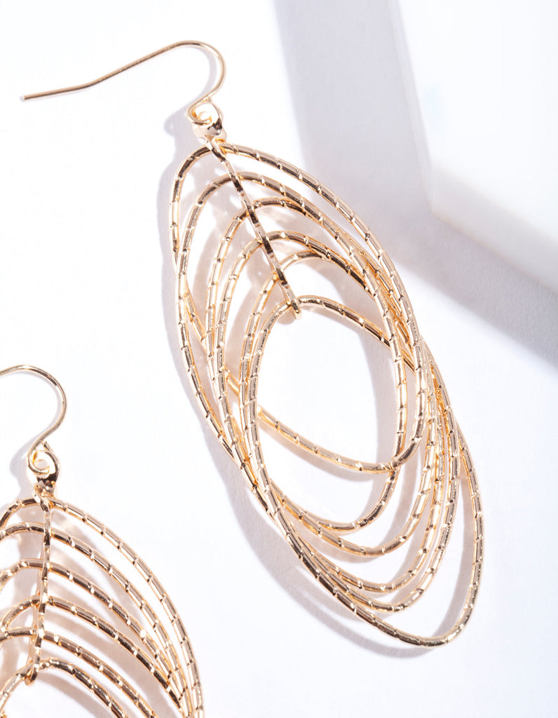 Gold Multi Layer Drop Earrings
