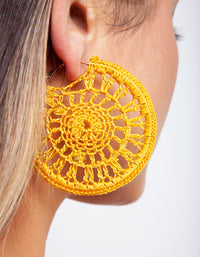 Yellow Crochet Hoop Earrings - link has visual effect only