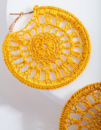 Yellow Crochet Hoop Earrings - link has visual effect only