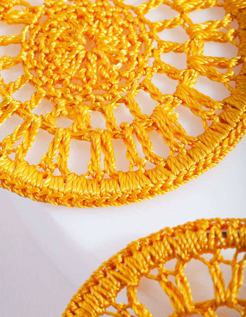 Yellow Crochet Hoop Earrings