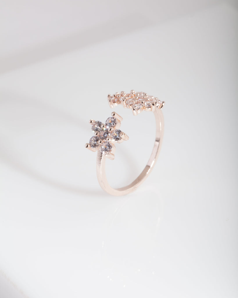 Rose Gold Cubic Zirconia Flower Ring