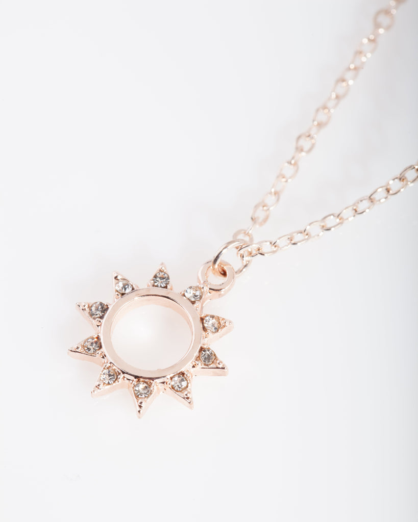 Mixed Metal Diamante Sun Necklace Trio