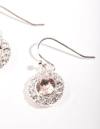 Silver Diamond Simulant Circle Drop Earrings - link has visual effect only