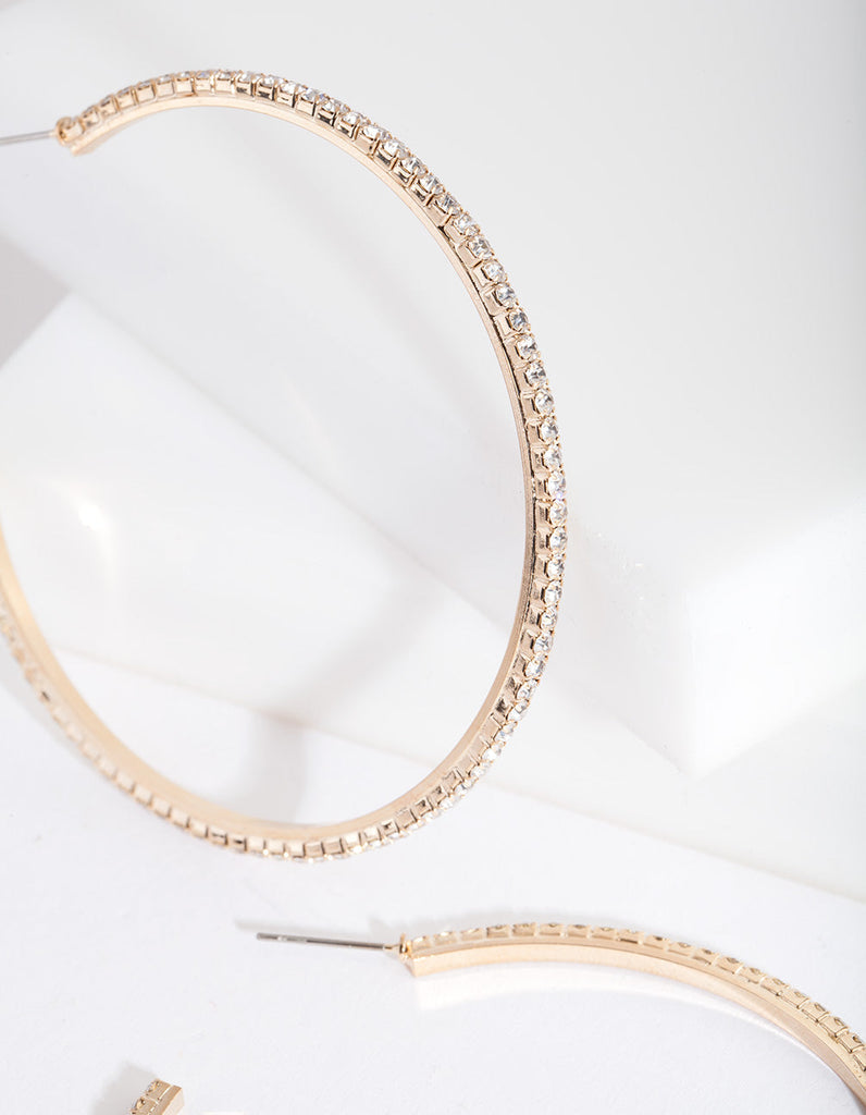Large Gold Cupchain Hoop Earrings