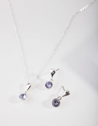 Purple Diamond Simulant Necklace & Earrings Set - link has visual effect only