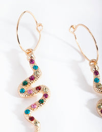 Gold Multi Diamante Snake Drop Earrings - link has visual effect only