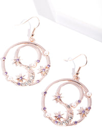 Rose Gold Celestial Diamante Circle Earrings - link has visual effect only