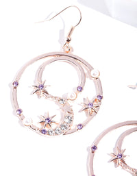 Rose Gold Celestial Diamante Circle Earrings - link has visual effect only