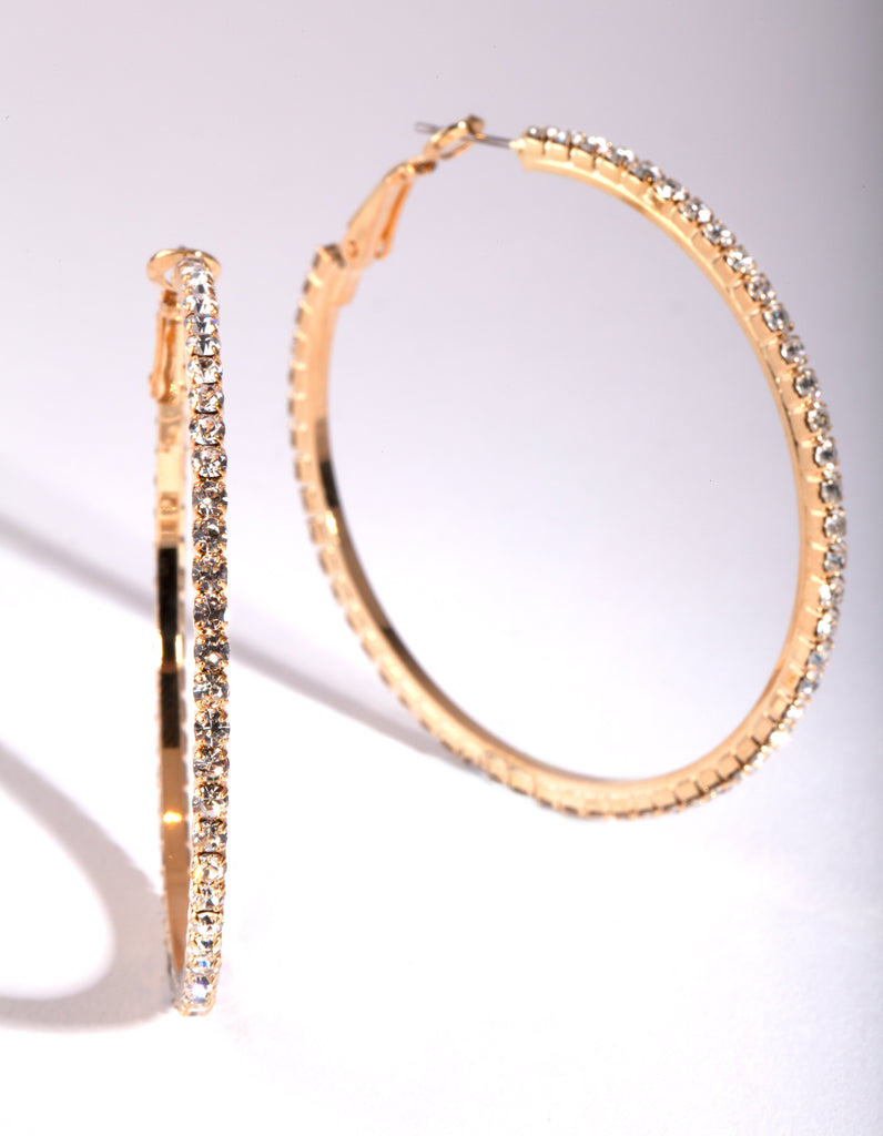 Mixed Size Gold Diamante Hoop Pack