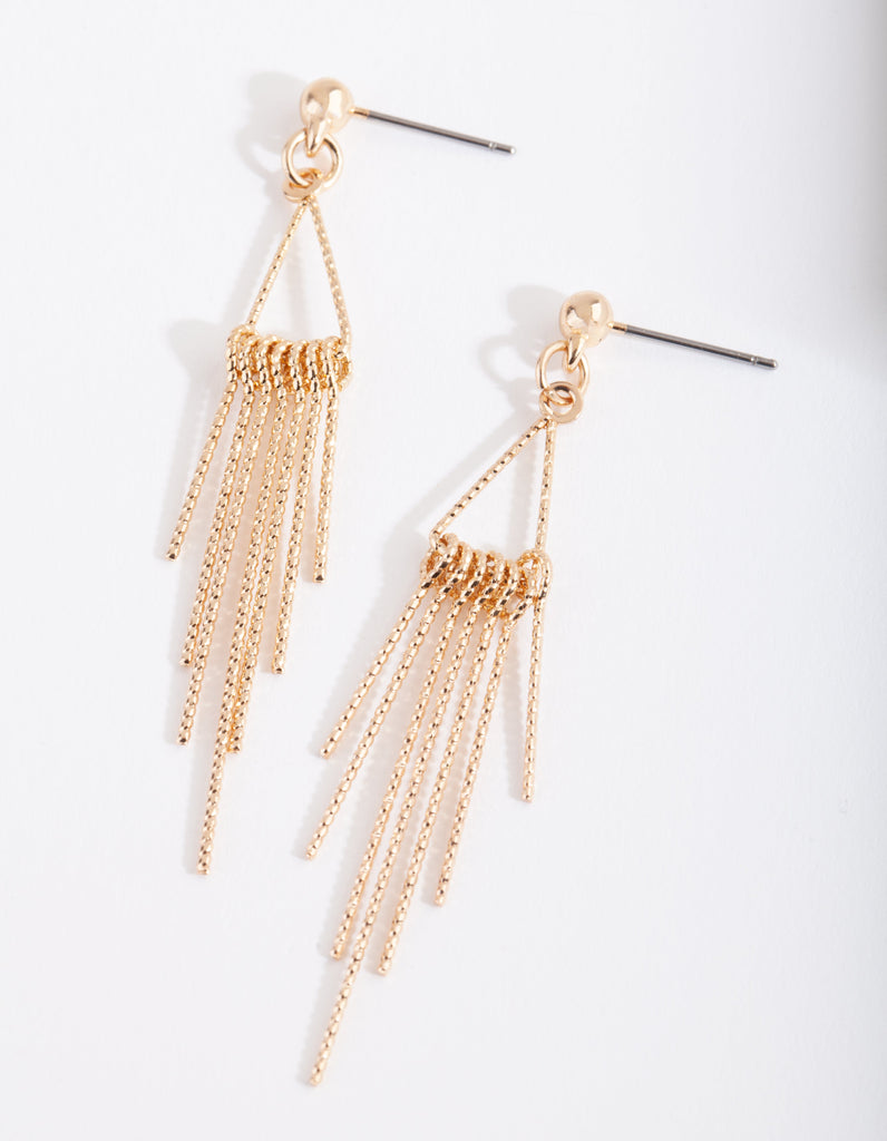 Gold Diacut Triangle Tassel Earrings