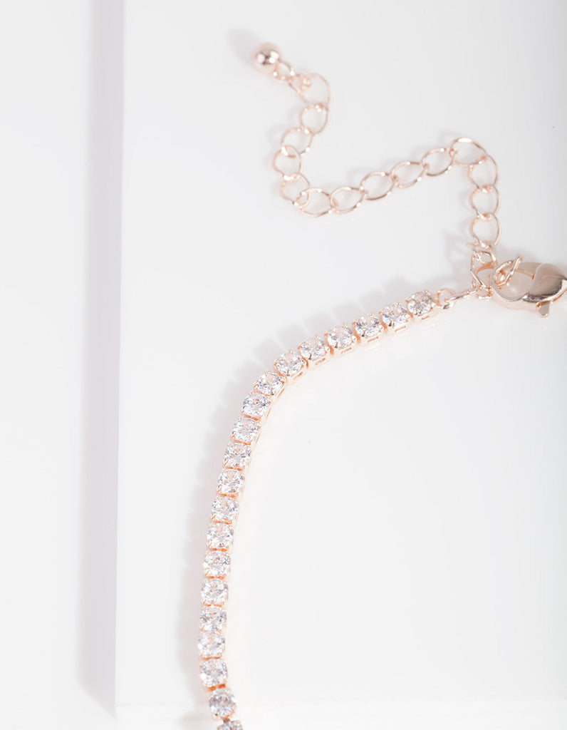 Rose Gold Cubic Zirconia Cupchain Anklet