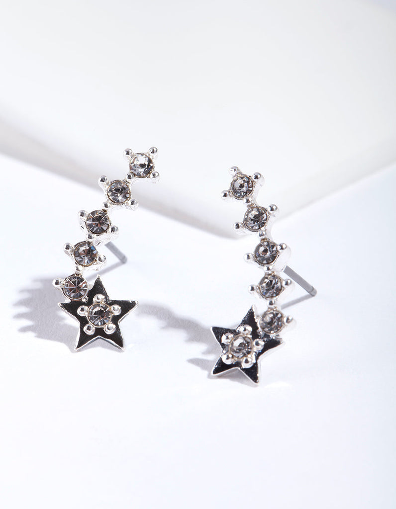 Silver Shooting Star Crawler Earrings