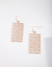 Rose Gold Rectangle Drop Earrings - link has visual effect only