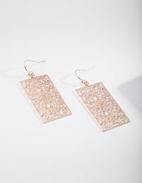 Rose Gold Rectangle Drop Earrings - link has visual effect only