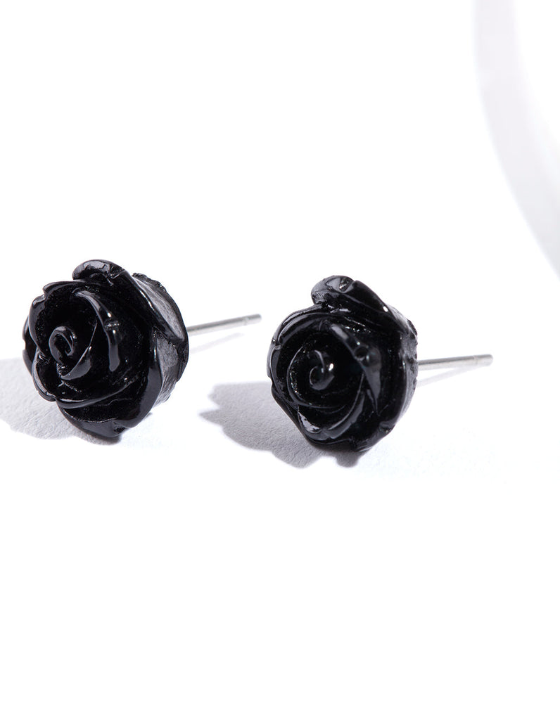 Black Rose Stud Earrings