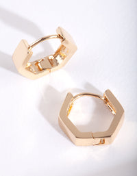 Gold Hexagon Huggie Earrings - link has visual effect only