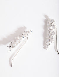 Silver Cubic Zirconia Elegant Leaf Drop Earrings - link has visual effect only