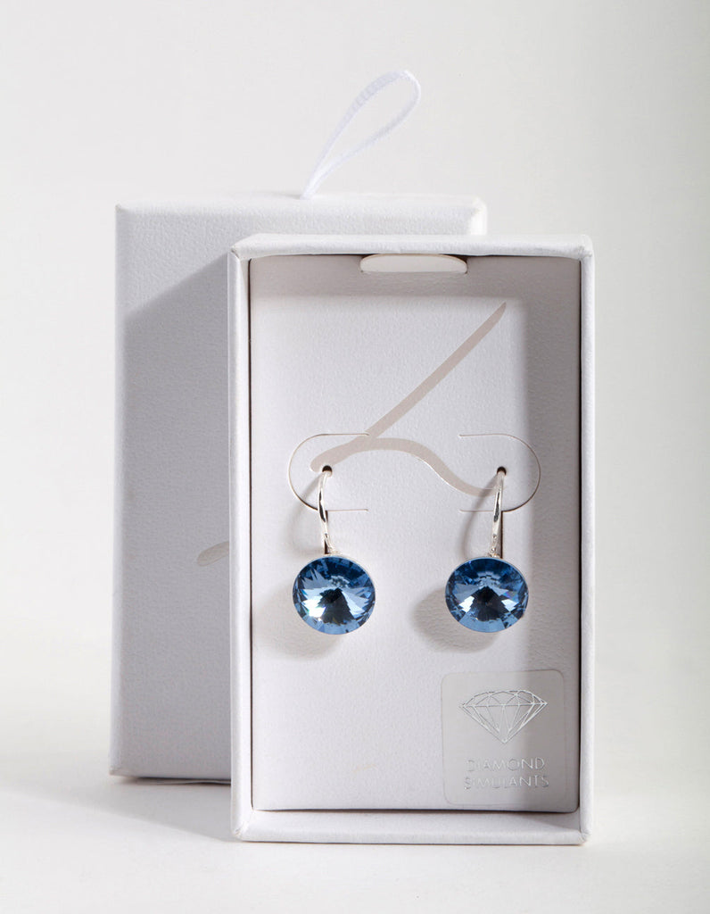 Silver & Blue Diamond Simulant Drop Earrings