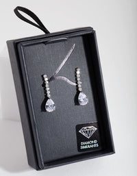 Silver Cubic Zirconia Pear Cupchain Drop Earrings - link has visual effect only