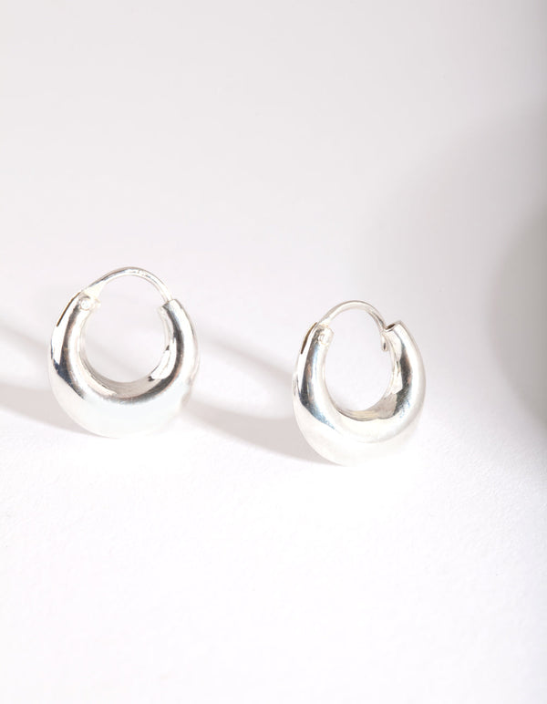 Silver Mini Chubby Huggie Earrings