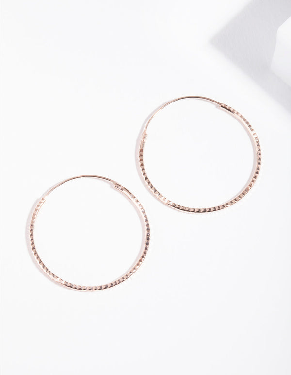 Rose Gold Plated Sterling Silver 25mm Diacut Hoop Earrings