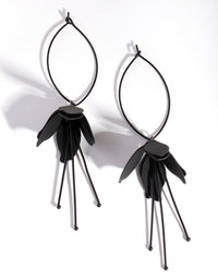 Black Coated Metal Flower Drop Earrings - link has visual effect only