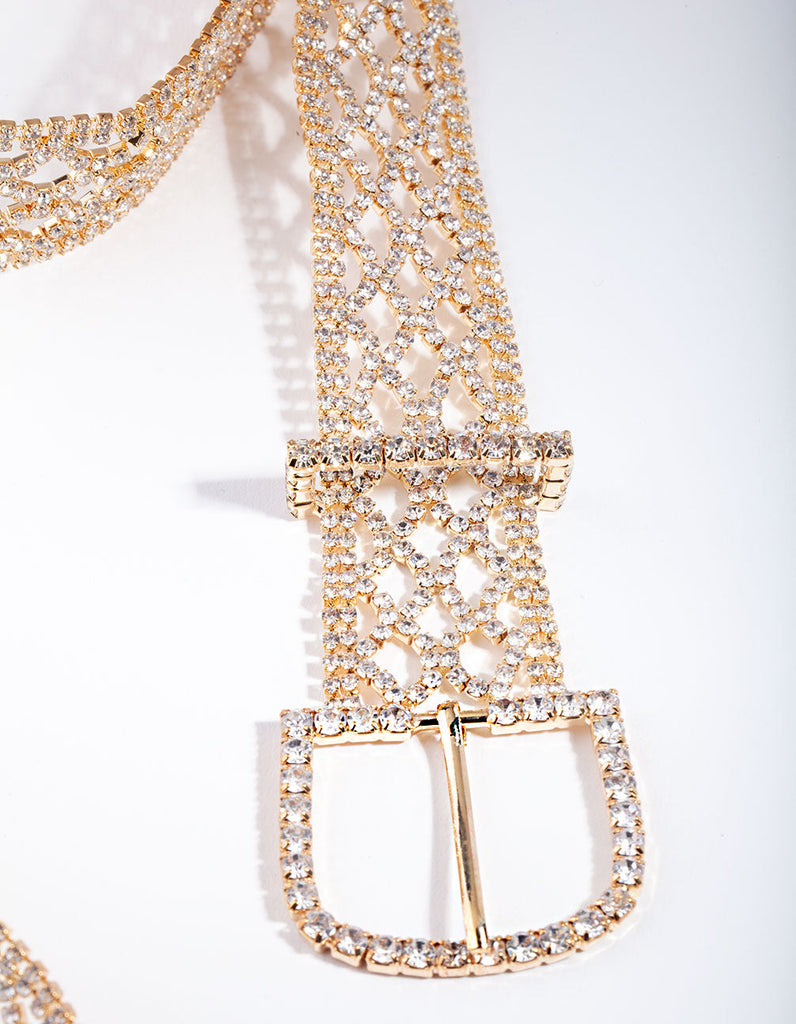 Gold Diamante Pattern Belt