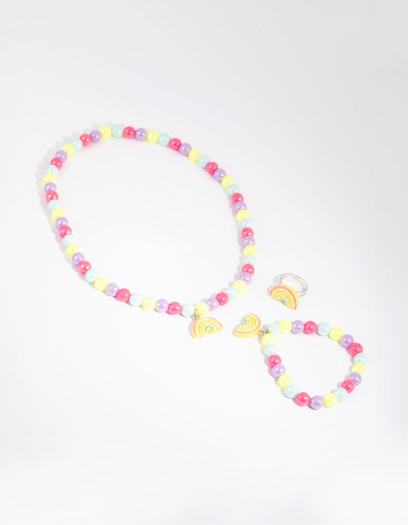 Kids Rainbow Bead Mixed Jewellery Set
