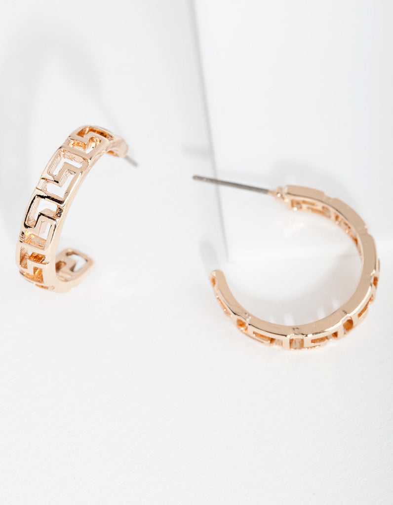 Gold Key Hoop Earrings