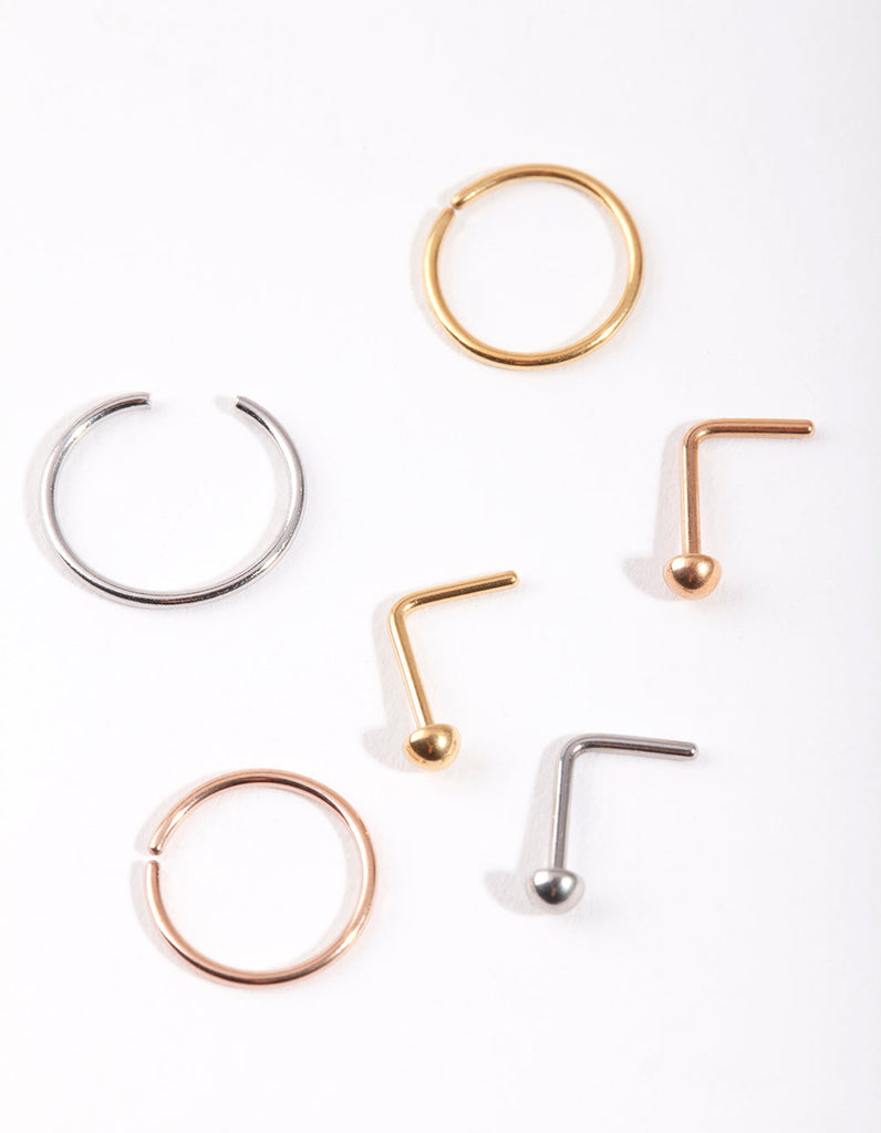 Metallic Dome Nose Stud 6-Pack