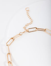 Gold Rectangle Chain Link Necklace - link has visual effect only