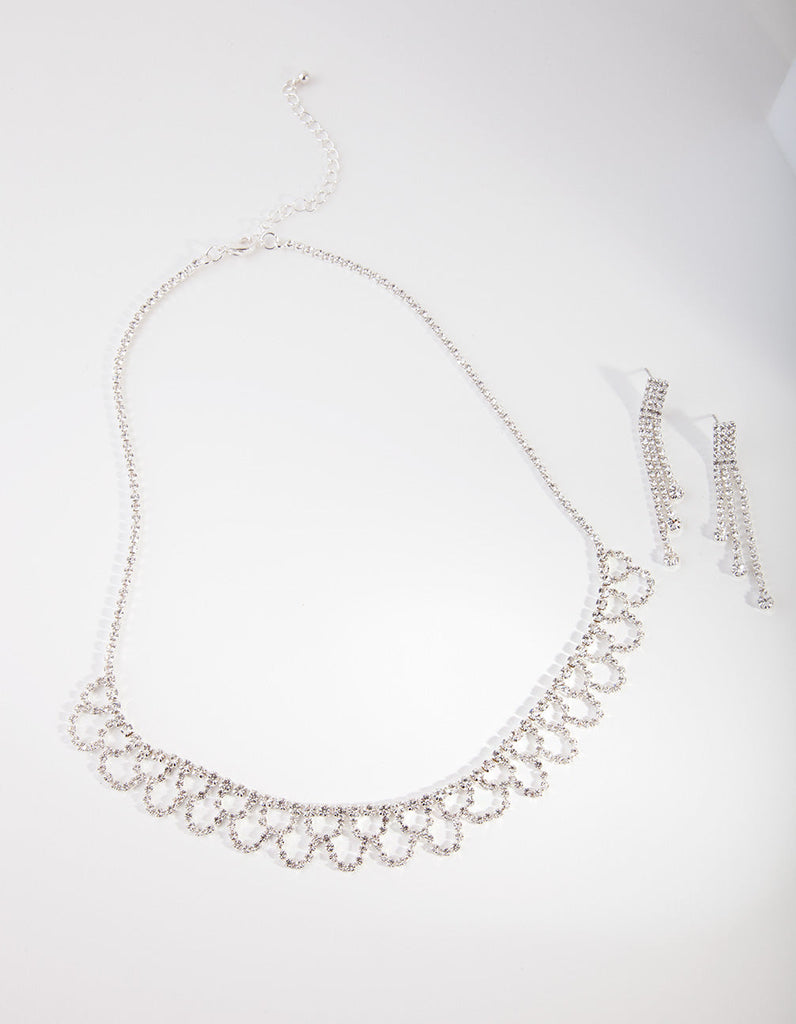 Silver Cupchain Necklace & Earrings Set