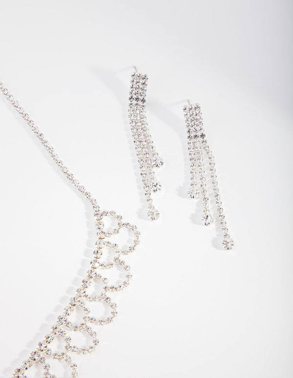 Silver Cupchain Necklace & Earrings Set