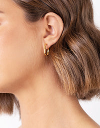 Gold Plated Sterling Silver Square Open Hoop Earrings - link has visual effect only