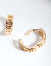 Gold Plated Sterling Silver Roman Numeral Hoop Earrings - link has visual effect only