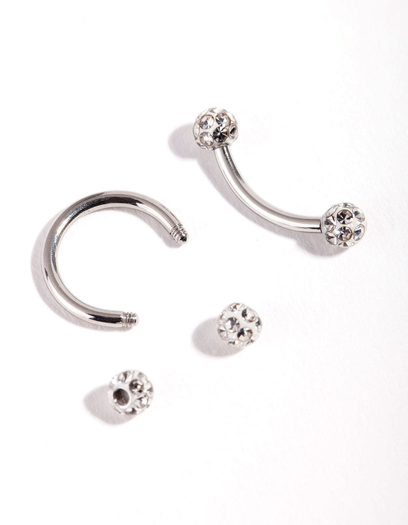 Surgical Steel Diamante Horseshoe Barbell Pack