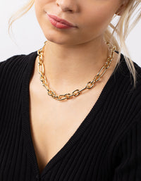 Gold Plated Thick Figaro Chain Necklace - link has visual effect only