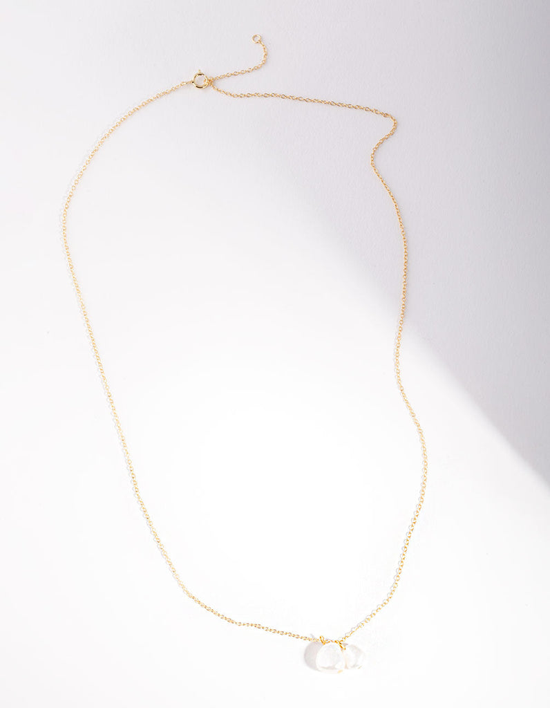 Gold Plated Sterling Silver Double Freshwater Pearl Necklace