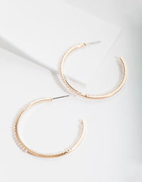 Gold Thin Pearl Hoop Earrings - link has visual effect only