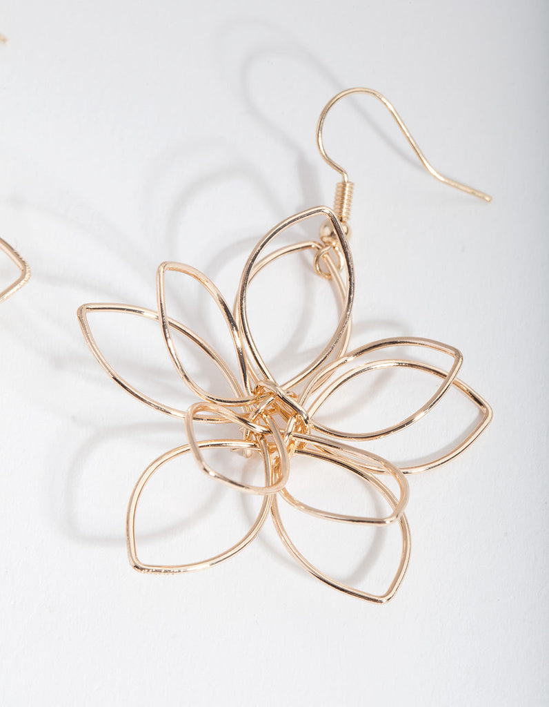 Gold Cutout Flower Drop Earrings