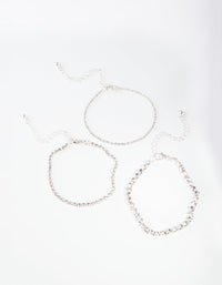 Silver Multi Size Diamante Bracelet Pack - link has visual effect only