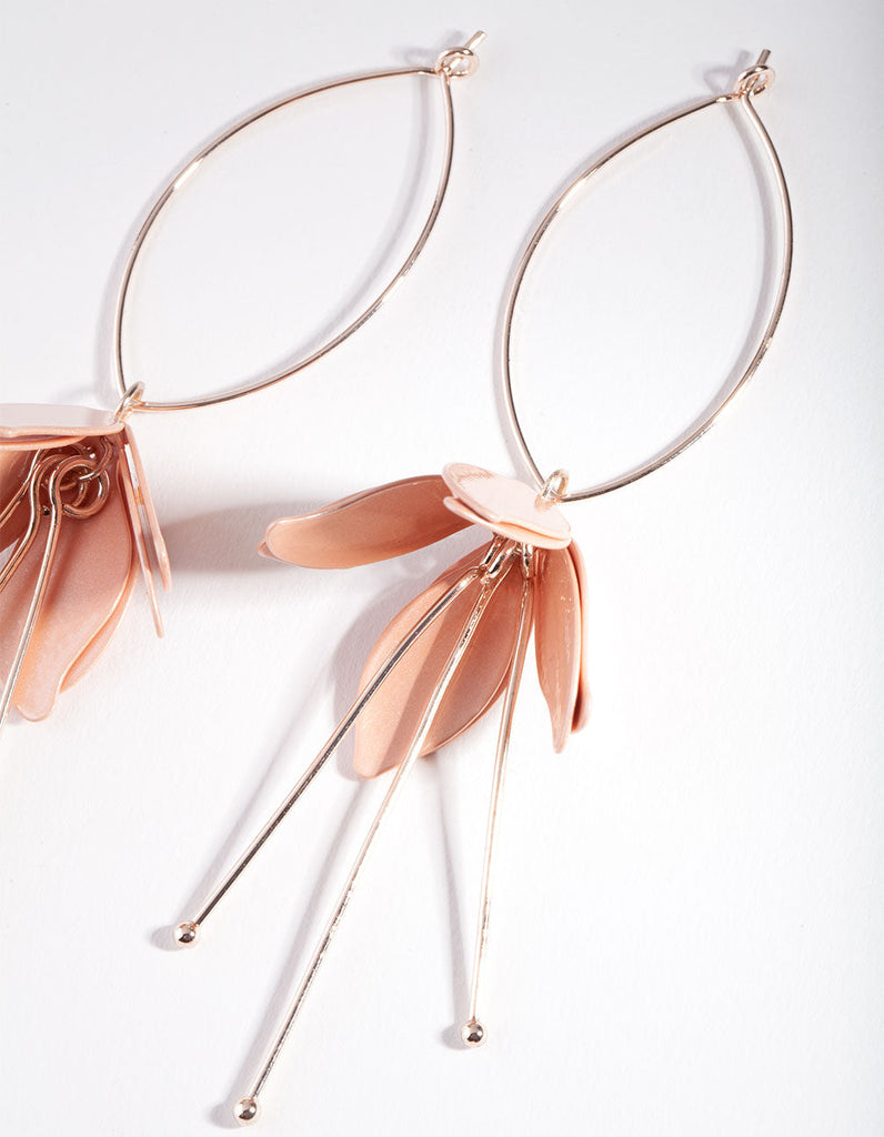 Rose Gold Pink Tulip Drop Earrings